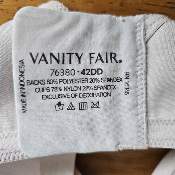 VANITY FAIR Womens Off White, Taupe Lightly Lined, Underwire Bra - Size 42DD - Picture 5 of 5